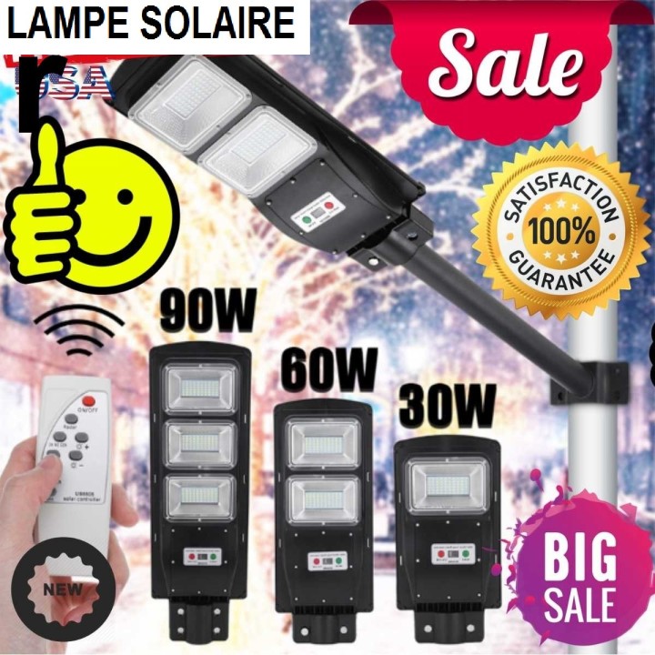 LED Street Light 30W Solar Radar PIR Motion Sensor Wall Lamp+Remote