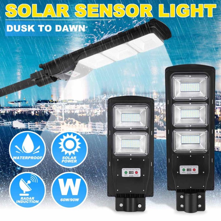 LED Straßenlaterne 30W Solarlicht Radar PIR Bewegungssensor Wand Timing Lampe + Fernbedienung