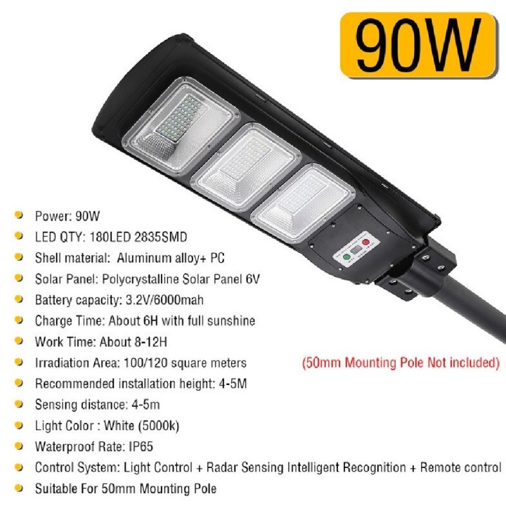LED Street Light 30W Solar Radar PIR Motion Sensor Wall Lamp+Remote
