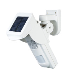 Solar power outdoor flash siren Pet immunity solar power sensor dual function security