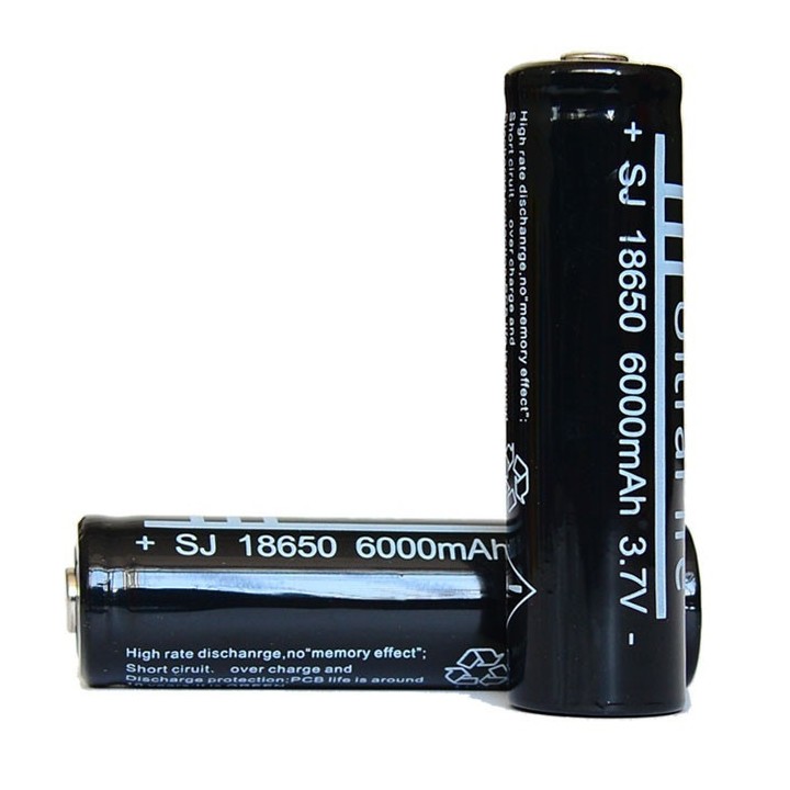 18650 Batteries Black 18650 Rechargeable Li ion 3.7v 6000mah Battery For Torch Headlamp jr international - 1