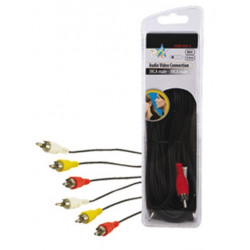 Audio video cable 3 rca male to 3 rca male 5 m hq hqb 004 5 patch cord konig konig - 1