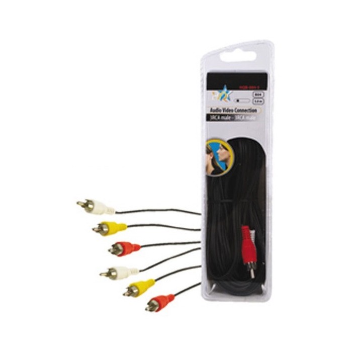 Audio video cavo 3 rca maschio a 3 rca maschio 5 m hq hqb 004 5 cerotto konig cavo konig - 1