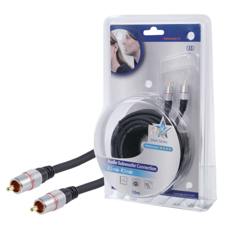 Placcato Stereo Audio Video Cavo doppia schermatura oro 2x1 RCA 10m analogico digitale hq - 1