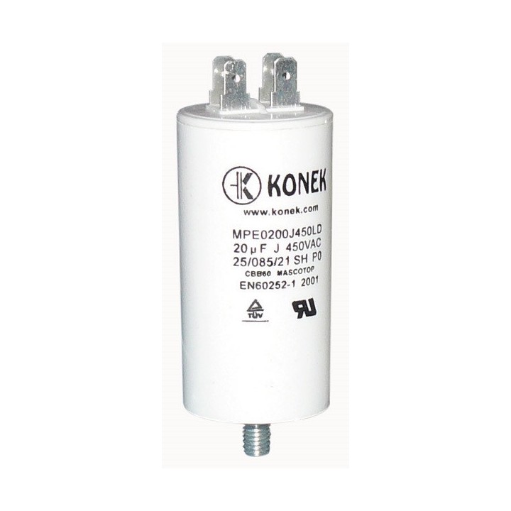 Condensador 20 mf micro farad 450v 50 60 hz condensador de arranque motor universal a borne am w1 11020 comar - 1