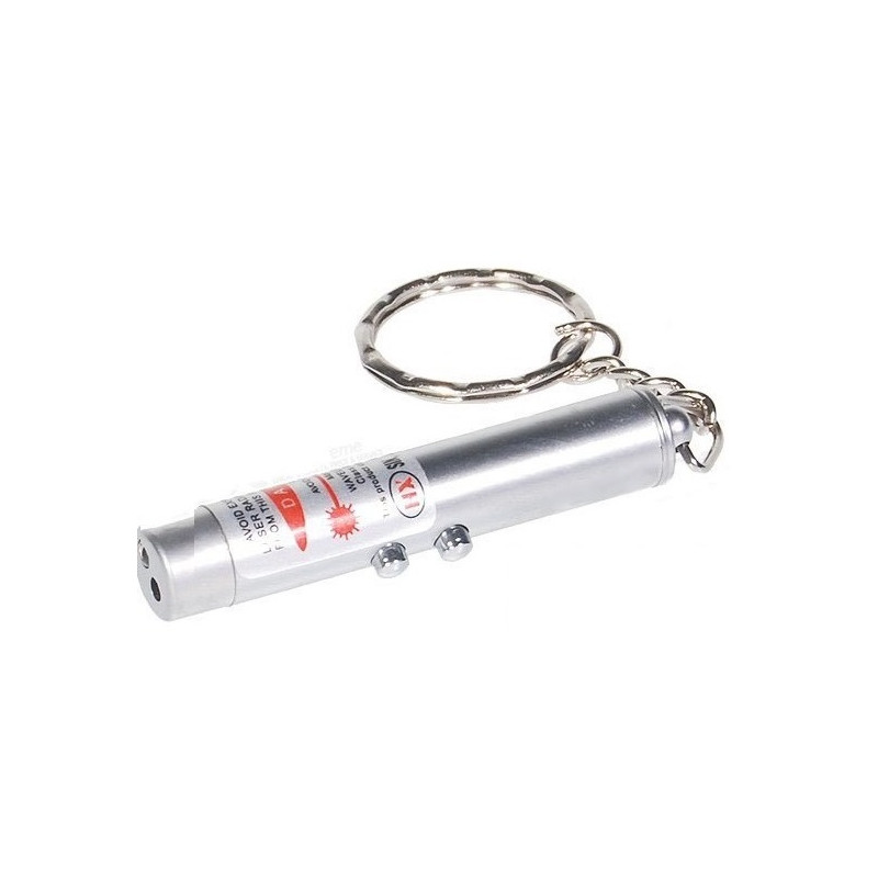 Portable 2in1 Mini Compact Red Laser Pointer LED Torch with Key Ring 