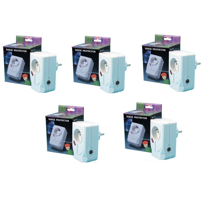 5 Lightning arrester 220vac plug in surge protector with filter + tv protection coaxial surge jr international - 1