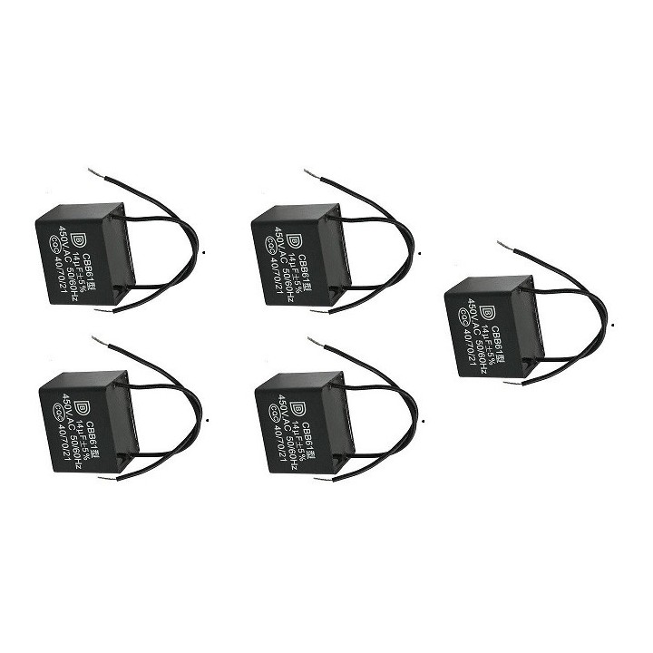 5 x CBB61 14uF AC 500V Rechteck Non Polar Motor Run Kondensator deamx - 2