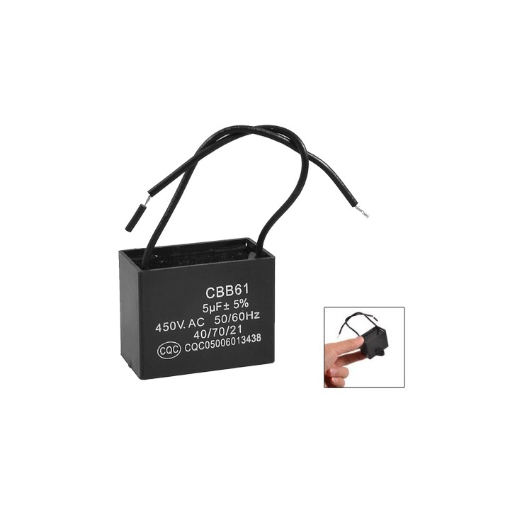 2 CBB61 450V 5UF Haube Klimaanlage Gebläse Motorkondensator pin Quadrat starten sourcingmap - 1