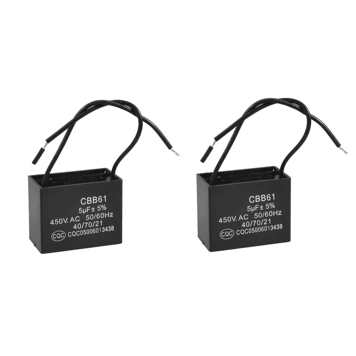 2 CBB61 450V 5UF Haube Klimaanlage Gebläse Motorkondensator pin Quadrat starten sourcingmap - 2