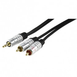 Shielded audio cable 3.5mm plug to 2 rca plugs 1.5 hqas3458 male gold plated stereo hq hq - 1