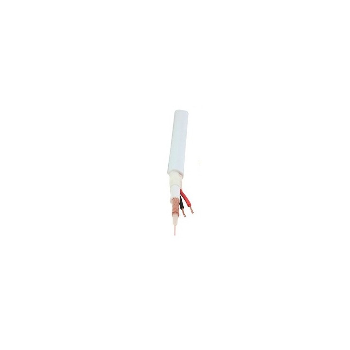 Cable coaxial audio video flexible 8mm rollo de 100m coax blanco+2x0.50 mm² alim alarma kn vc003 konig - 1