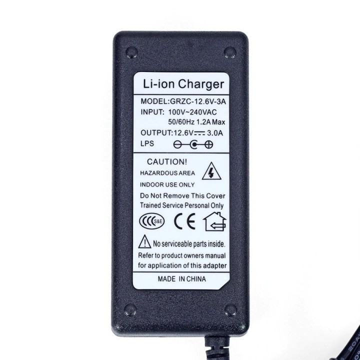 Caricatore adattatore 11,1 v 12 v 12,6 v 3 A 3 s per batteria ai polimeri di litio 5,5 x 2,1 mm spina euro