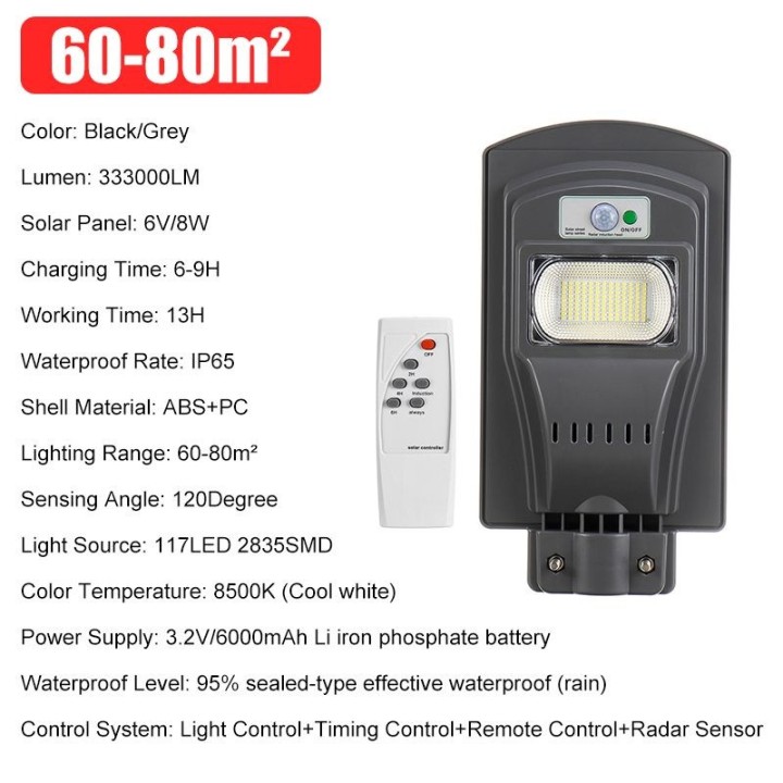 120w 117led luz de calle solar 333000lm detector de presencia sensor de movimiento impermeable ip65