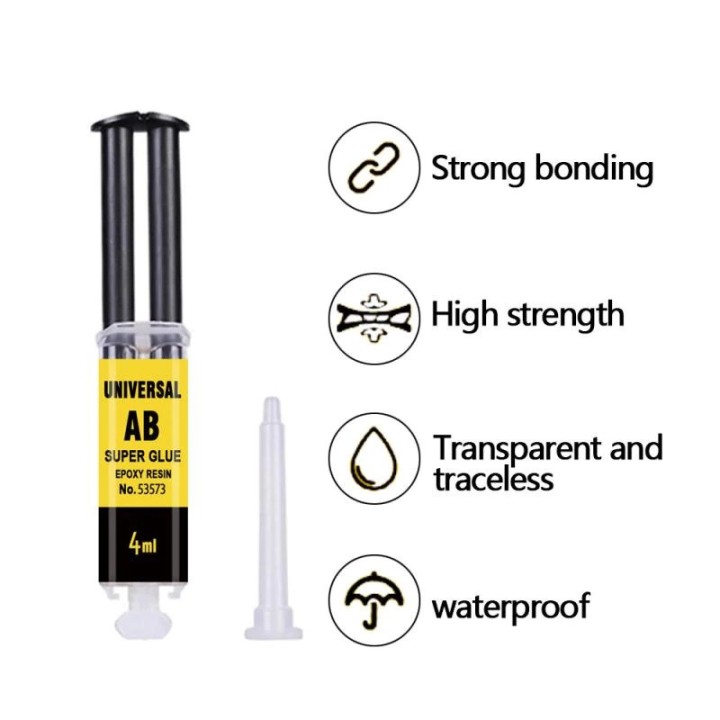 Colla forte universale ab resina epossidica liquida 4ml 2 min per vetro ceramica plastica legno metallo