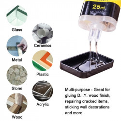 Colla forte universale ab resina epossidica liquida 25ml 2 min per vetro ceramica plastica legno metallo
