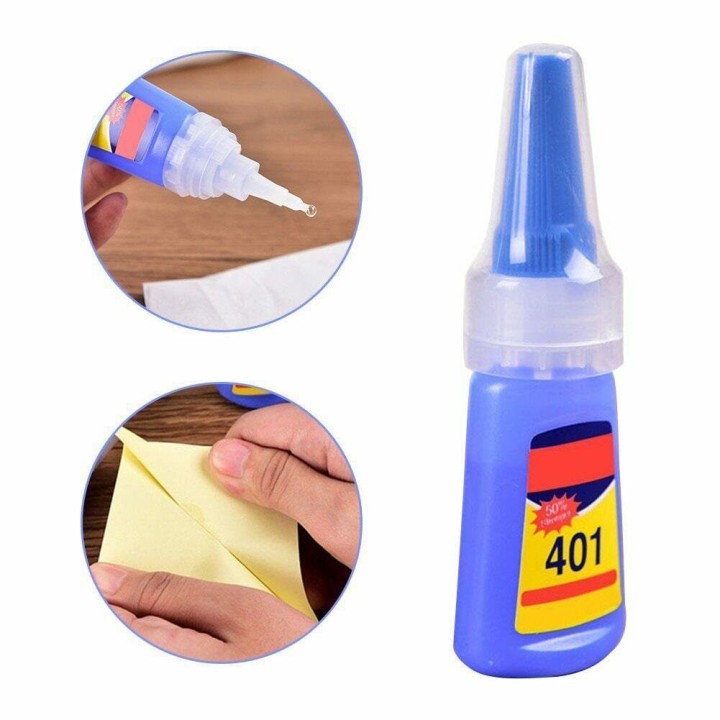 Colla istantanea 401 cianoacrilato trasparente 20gr per plastica pvc pelle legno ceramica