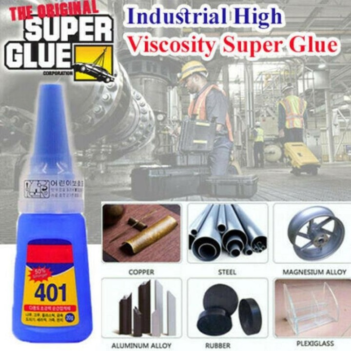 Colle instantanée 401 20gr cyanoacrylate transparente pour plastique pvc cuir bois ceramique