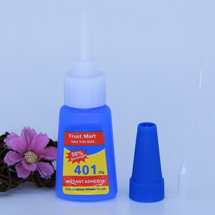 Instant glue 401 20gr transparent cyanoacrylate for plastic pvc leather wood ceramic