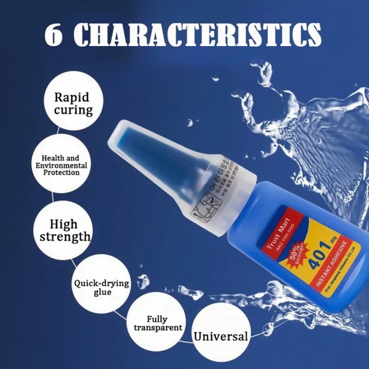 Colle instantanée 401 20gr cyanoacrylate transparente pour plastique pvc cuir bois ceramique