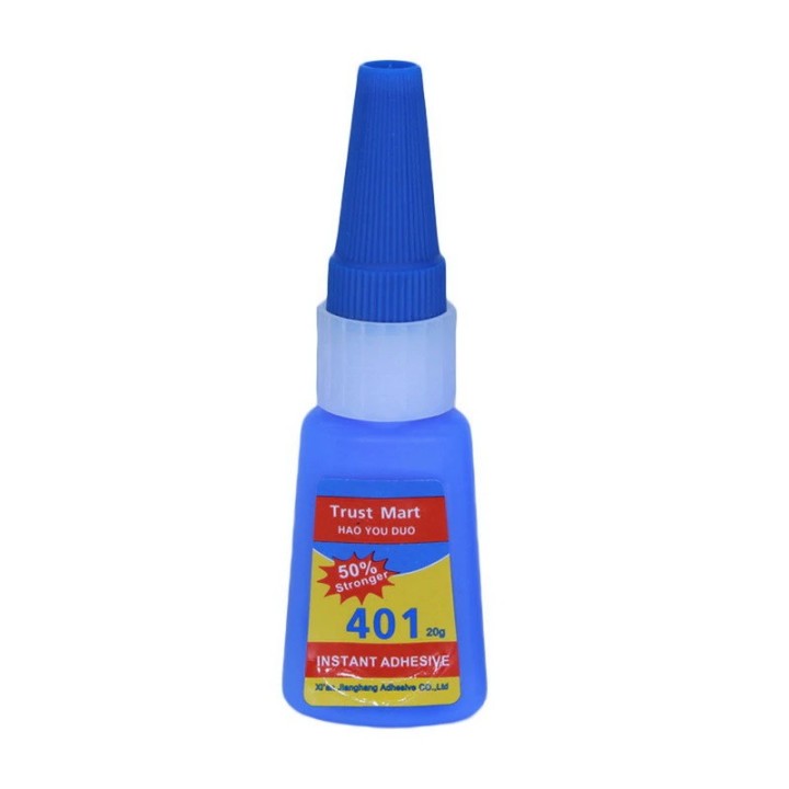 Colla istantanea 401 cianoacrilato trasparente 20gr per plastica pvc pelle legno ceramica