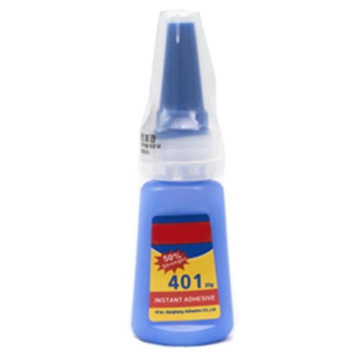Colla istantanea 401 cianoacrilato trasparente 20gr per plastica pvc pelle legno ceramica