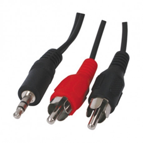 Black and red audio cable 3.5mm stereo male to basic 2 rca male blister 10m length value line - 2