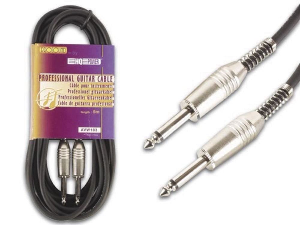 Professional guitar cable, 6.35mm metal jack to 6.35mm metal jack (5m) velleman - 1