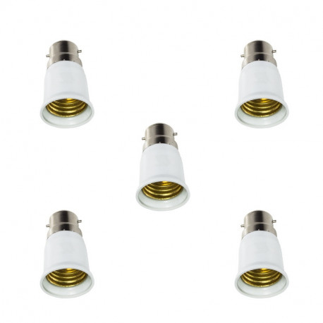 5 pcs b22 to e27 light for led light lamp bulbs base holder adapter converter 12v 24v 48v 220v lampholder conversion 5 star ligh