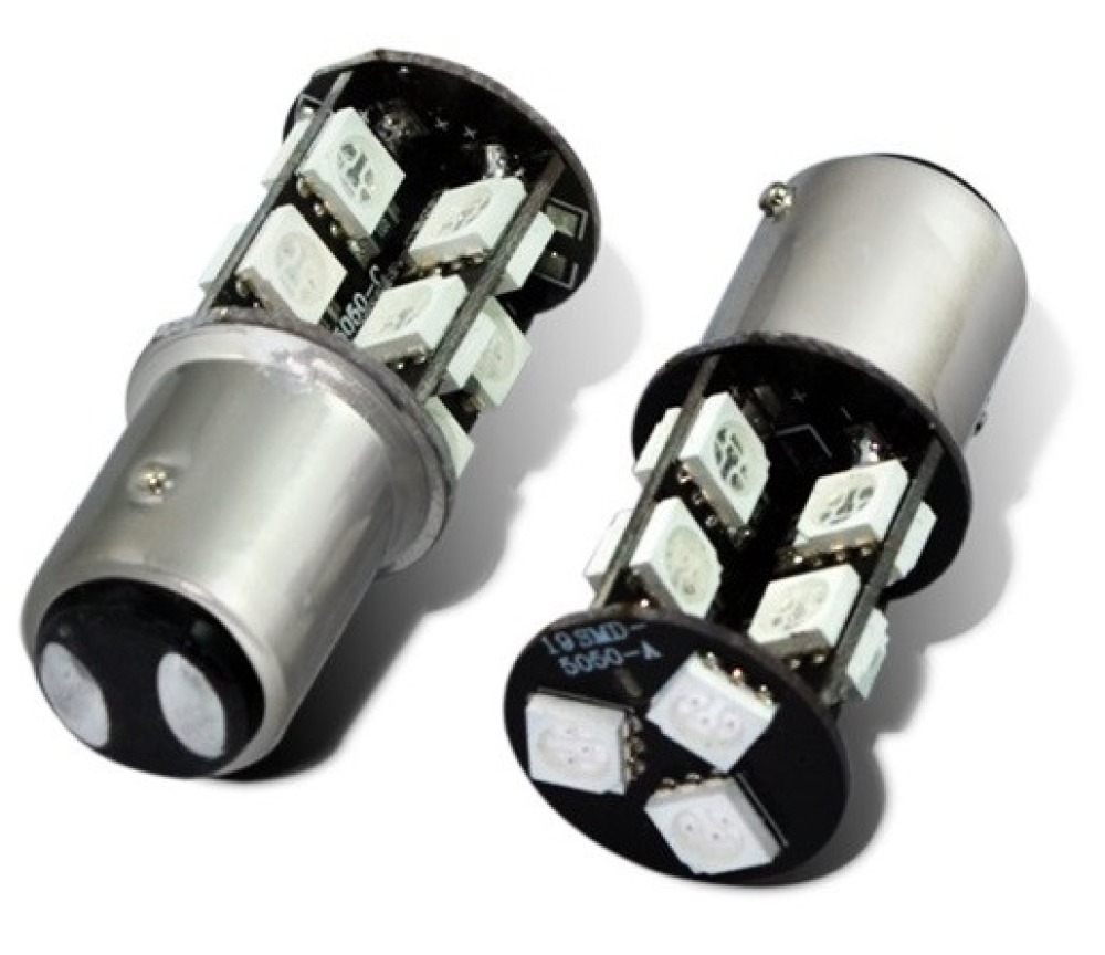 2 X auto D009 bianco 19 SMD 5050 1156 1141 BA15s Trun luce di segnale esterno dc lampada di coda della lampada 12V jr internatio