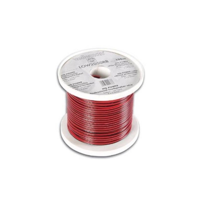 Cable altavoz rojo negro 2 x 0.50mm² 100m para sonorizacion publico velleman - 1
