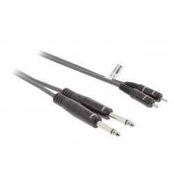 Cable profesional audio 2 x rca macho hacia 2 x jack mono 6.35mm 6m hqm 241 6 hq - 2