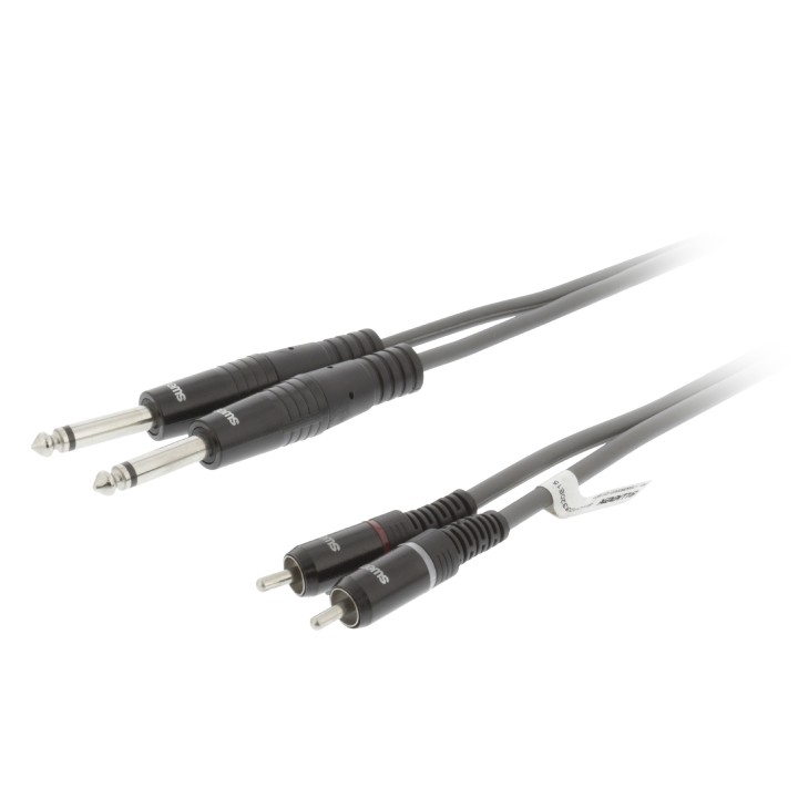 Hq instrumentcable 2 rca male l r  2 mono jack l r 6 00 m hq - 3