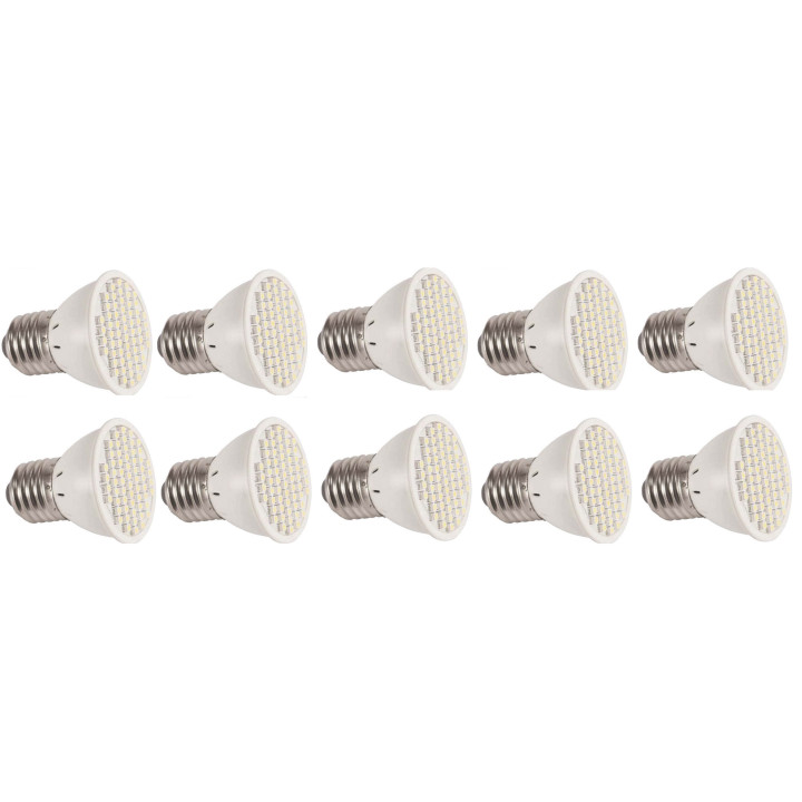 10 Lampara led smd x60 e27 220v 3w blanca iluminacion bajo consumo cen - 1