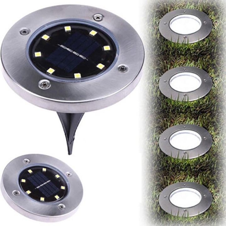 8 LED Solar Power Buried Light Lámpara de tierra Outdoor Path Way Jardín Decking auto sensor Acero inoxidable 8 horas eclats ant