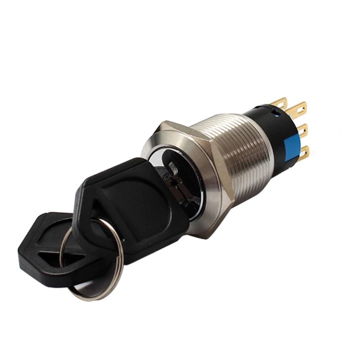 Interruptor de bloqueo de interruptor de llave de 3 posiciones de metal de 19 mm interruptor de enclavamiento