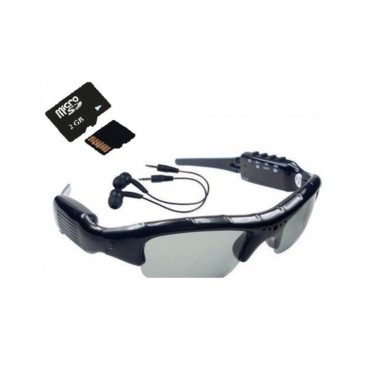 Spy camera sunglasses mp3 embarquee dv86 recording spy sun glasses listening jr international - 3