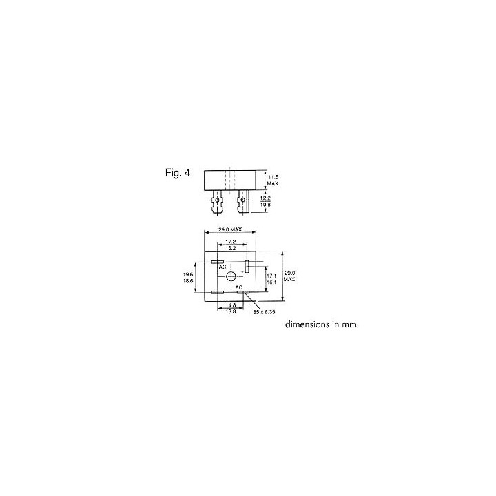 Diodenbrücke quadratischen laschen 15a 400vac 6,35 mm mb154 gleichrichter stromversorgung cnc audio ref: pk40 velleman - 4