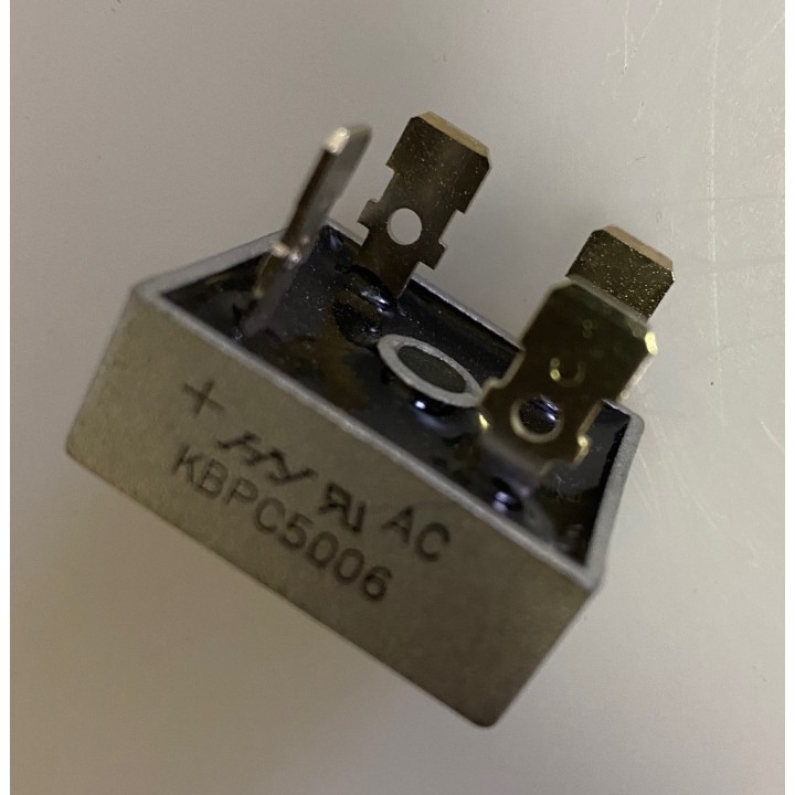 Diode bridge square lugs kbpc5006 50a 600vac 6.35 mm rectifier power supply cnc audio ref: di50a600v-r jr  international - 1