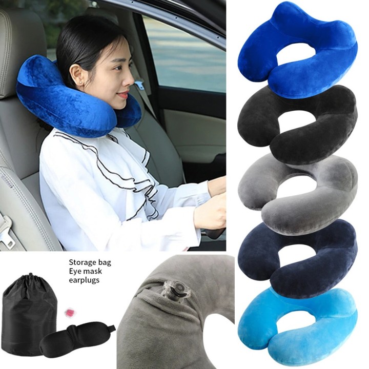 Cojin gonflable en u para descansar el cuello en viajo avion ocio coche autobus jr international - 3