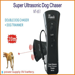 Ultrasonic Dog Chaser Stop Aggressive Animal Attacks Repeller w/ Flashlight Double Heads Ultrasonic Swissinno - 9