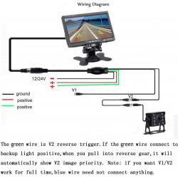 Videocamera a colori 12V 24V + monitor video 7p 18cm 12v 24v + cavo auto per camion da 10 m
