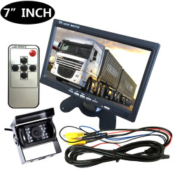 Camera video couleur 12V 24V + Moniteur video 7p 18cm 12v 24v + cable rca 6m bus camion auto