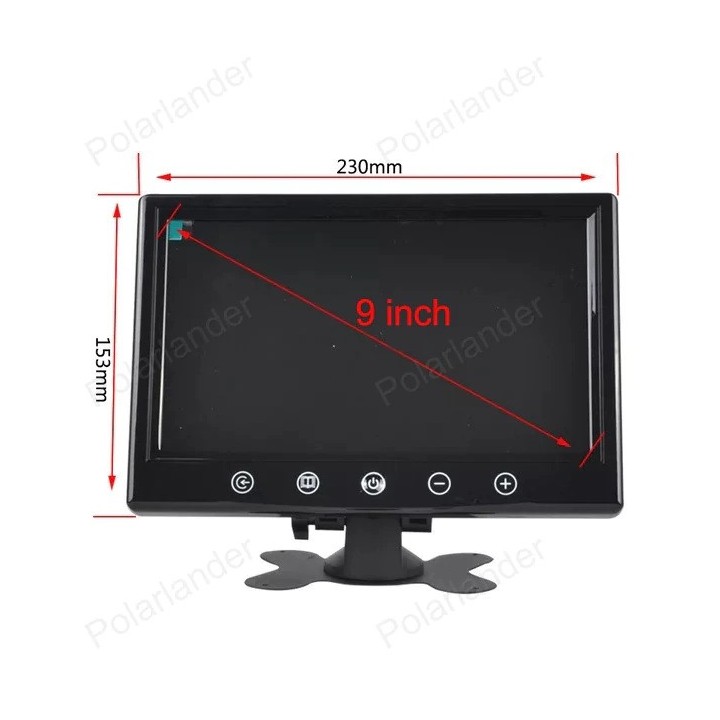 Moniteur de voiture petit écran LCD TFT couleur numérique 9 pouces avec 2 entrées vidéo LCD