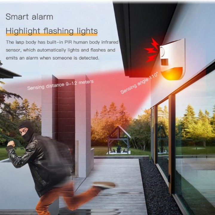 120 dB Solar Sound Light Alarm Drahtloser Infrarot-Bewegungssensor-Detektor IP67