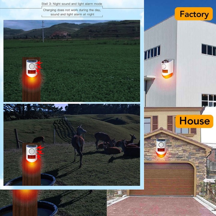 Sirene solaire exterieure etanche avec detecteur de presence et batterie