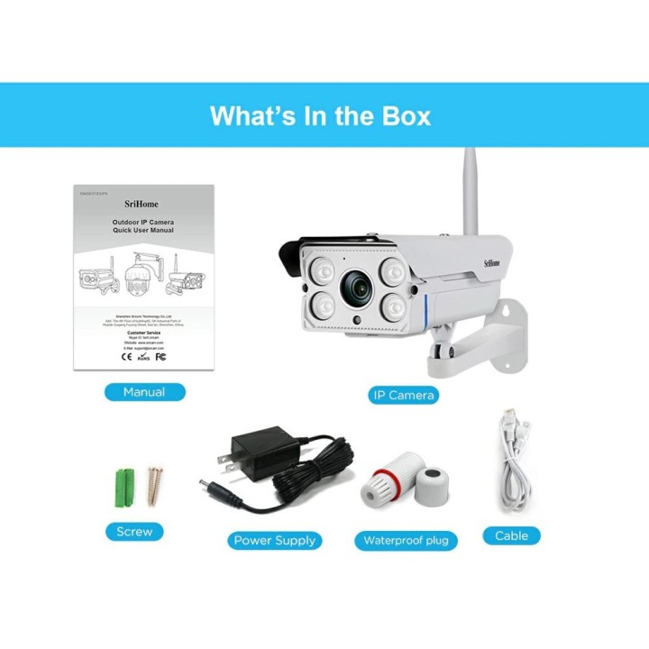 Telecamera di sorveglianza da esterno impermeabile IP Wifi 3mp Sricam SH027 Zoom x5 protocollo ONVIF micro SD 64 GB
