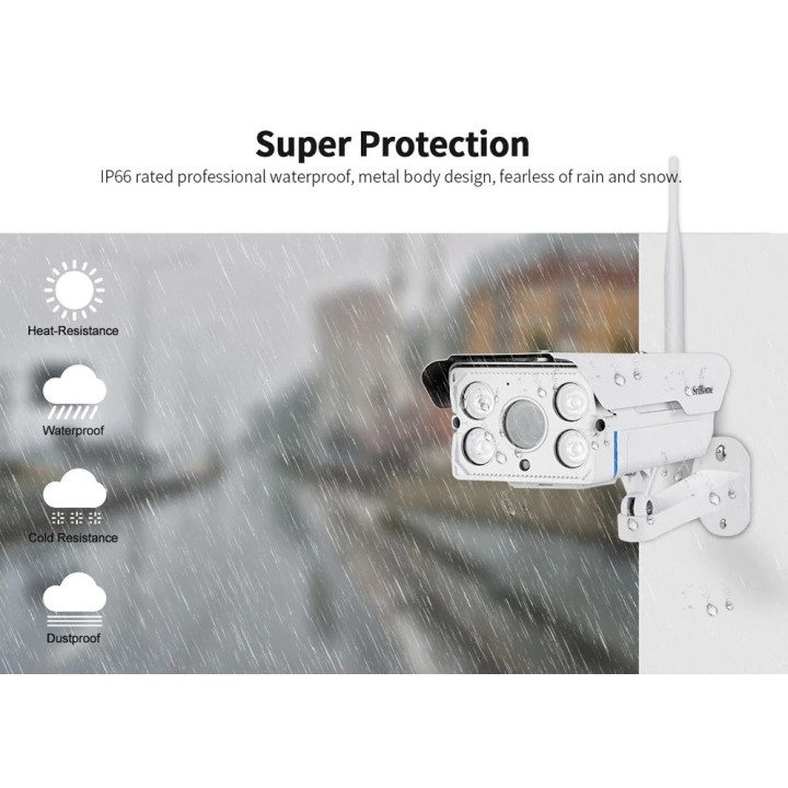 Cámara de vigilancia exterior impermeable IP Wifi 3mp Sricam SH027 Zoom x5 protocolo ONVIF micro SD 64 GB