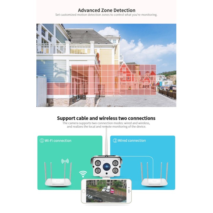 Camera Surveillance exterieure etanche IP Wifi 3mp Sricam SH027 Zoom x5 protocole ONVIF micro SD 64 GO