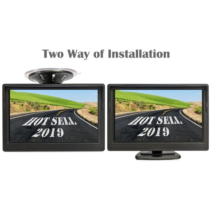 Moniteur video 12v 24v 4 pin 5 p 12.7cm couleur 2 entrées vidéo + Ventouse et Support  pour bus camion auto